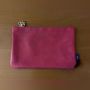 Pink Clutch with Heart Zipper Pull